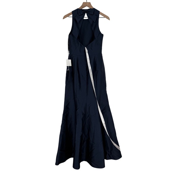 Alfred Sung Jewel Neck Bowed Open-Back Trumpet Dress With Front Slit Size 4 - Picture 10 of 12